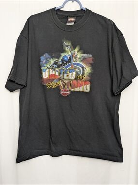 Harley Davidson Tri County Fairfield Ohio United We Stand Graphic T Shirt XL Bla